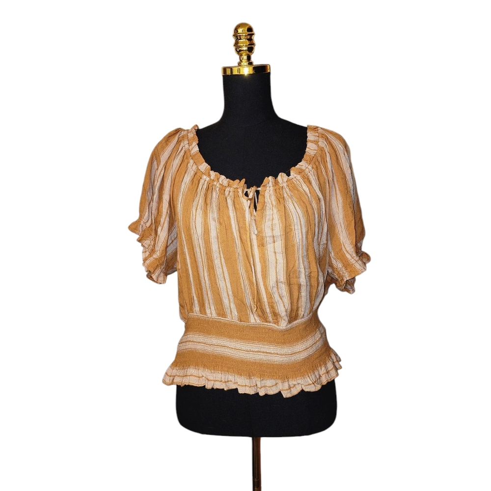 American Eagle Striped Tan Women's Top